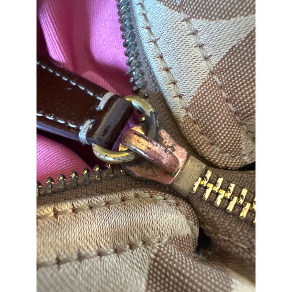 Coach Madison Signature C Logo Leather Trim Hobo Shoulder Bag - Picture 14 of 15